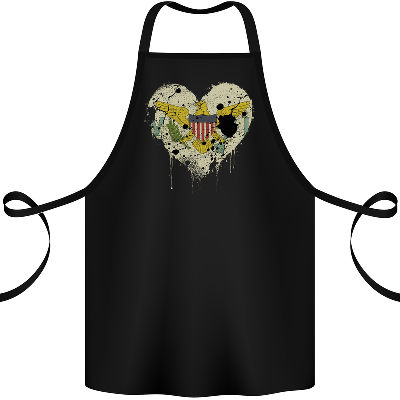 Love Flag Virgin Islands US Football Cotton Apron 100% Organic Black