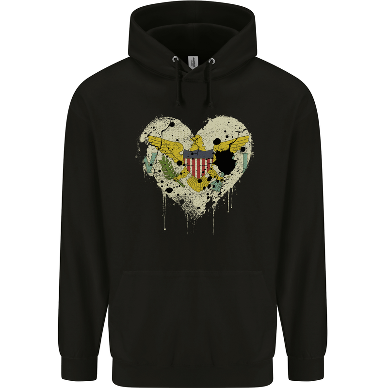 Love Flag Virgin Islands US Football Mens 80% Cotton Hoodie Black