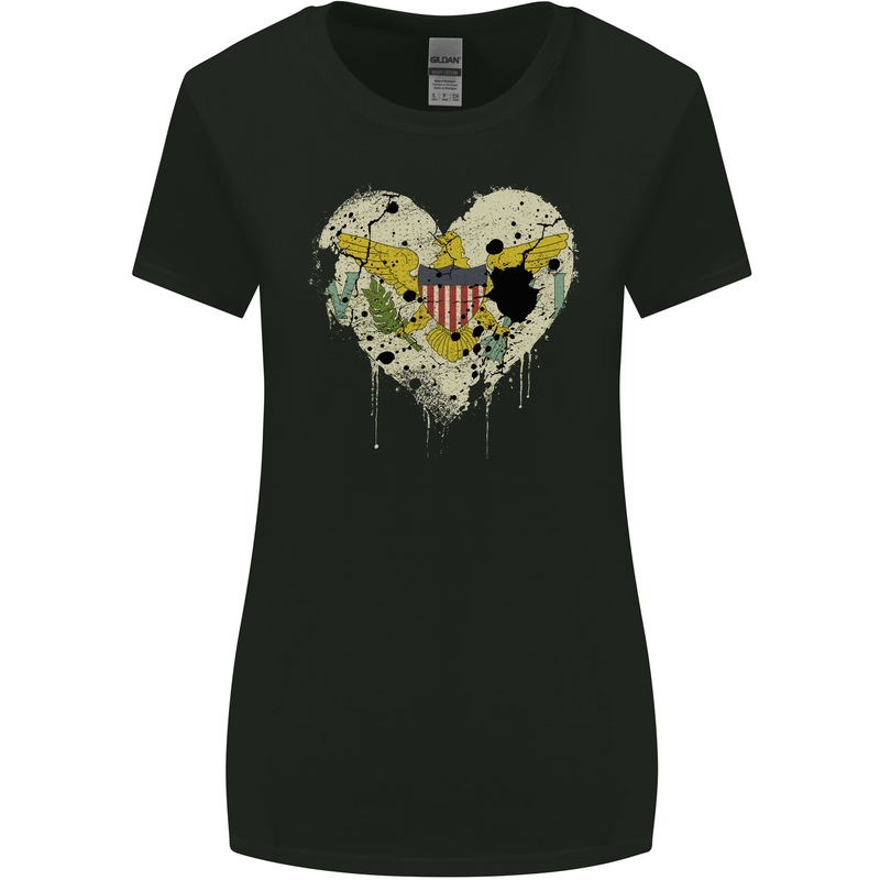Love Flag Virgin Islands US Football Womens Wider Cut T-Shirt Black