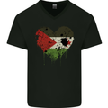 Love Flag Western Sahara Football Mens V-Neck Cotton T-Shirt Black