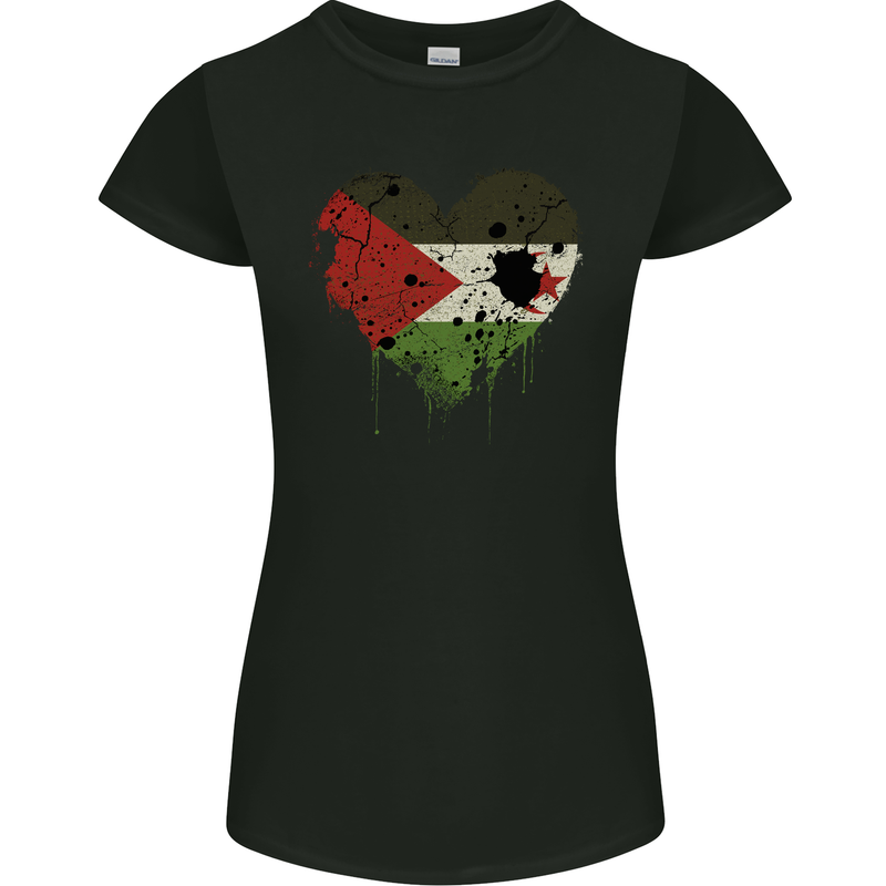 Love Flag Western Sahara Football Womens Petite Cut T-Shirt Black