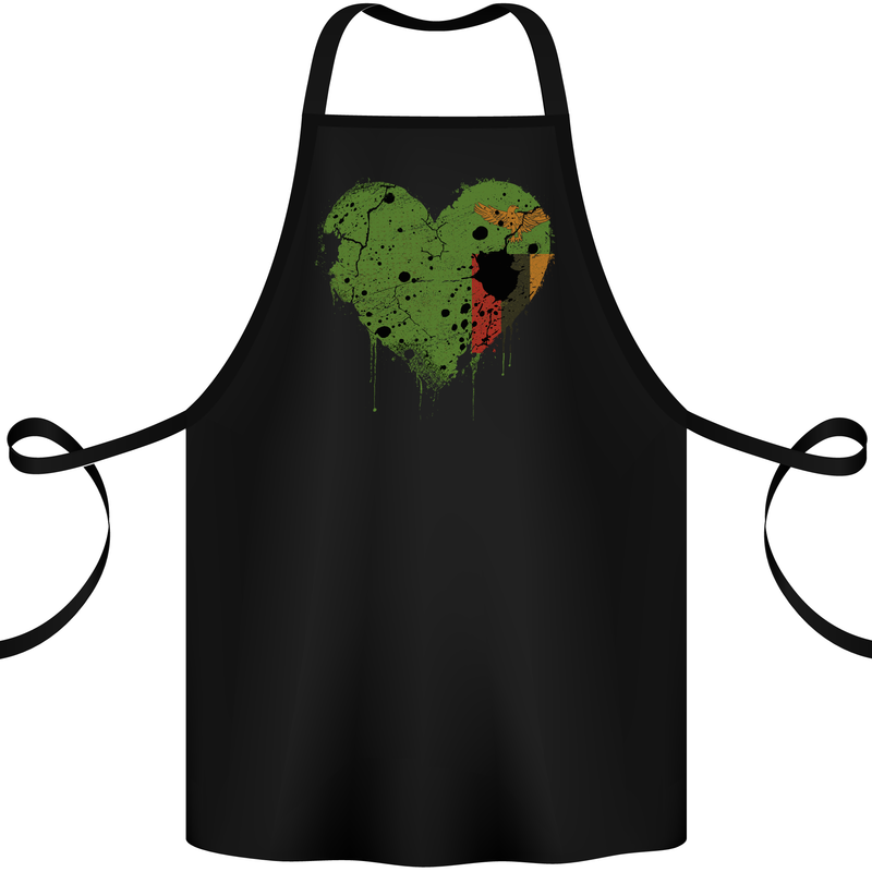 Love Flag Zambia Zambian Football Cotton Apron 100% Organic Black