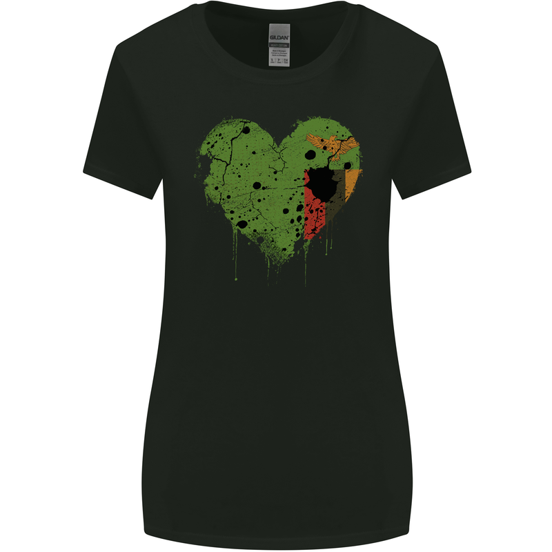 Love Flag Zambia Zambian Football Womens Wider Cut T-Shirt Black
