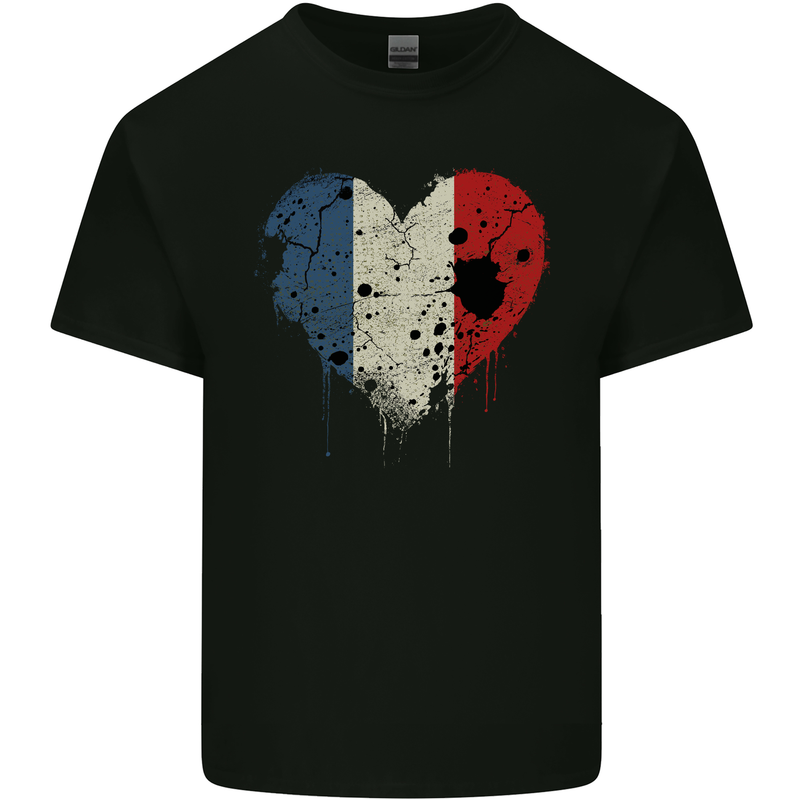 Love France Flag French Day Football Rugby Mens Cotton T-Shirt Tee Top Black