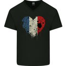 Love France Flag French Day Football Rugby Mens V-Neck Cotton T-Shirt Black