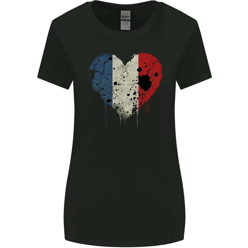 Love France Flag French Day Football Rugby Womens Wider Cut T-Shirt Black