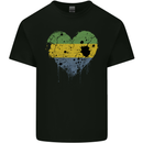 Love Gabon Flag Gabonese Day Football Mens Cotton T-Shirt Tee Top Black