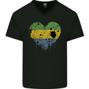 Love Gabon Flag Gabonese Day Football Mens V-Neck Cotton T-Shirt Black