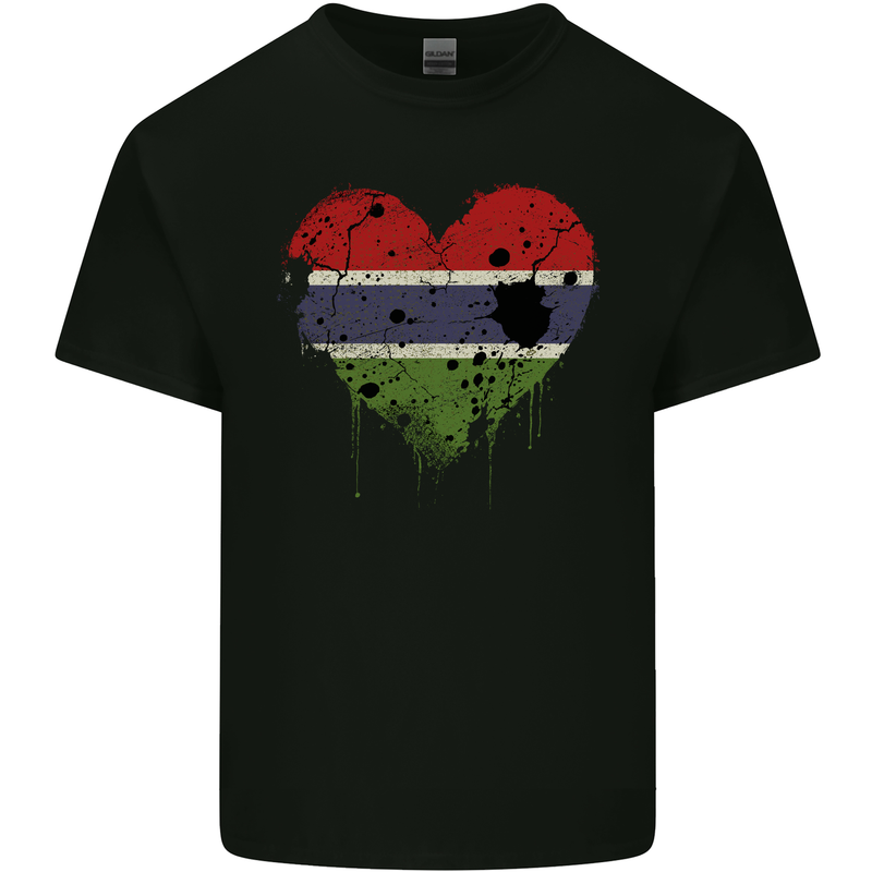 Love Gambia Flag Gambian Day Football Mens Cotton T-Shirt Tee Top Black