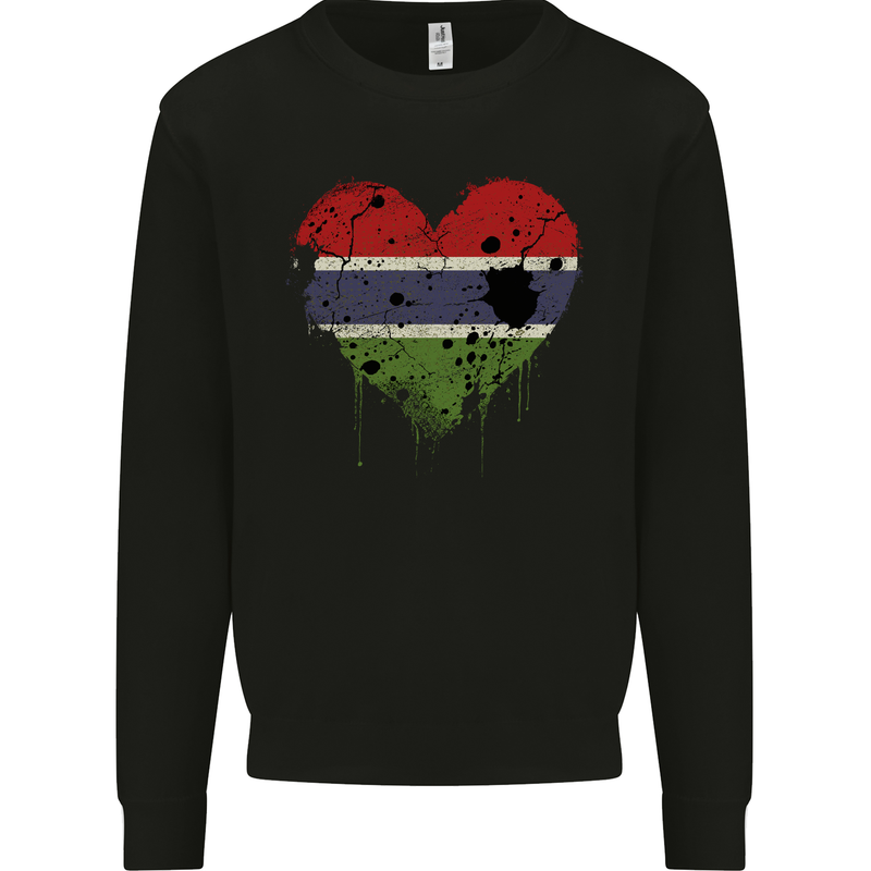 Love Gambia Flag Gambian Day Football Mens Sweatshirt Jumper Black