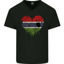 Love Gambia Flag Gambian Day Football Mens V-Neck Cotton T-Shirt Black