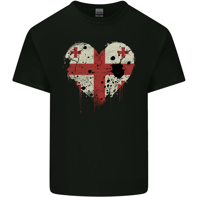 Love Georgia Flag Georgian Day Football Mens Cotton T-Shirt Tee Top Black