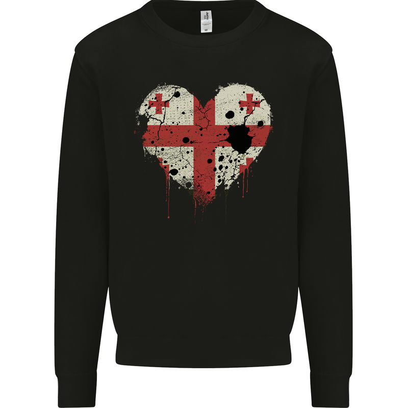 Love Georgia Flag Georgian Day Football Mens Sweatshirt Jumper Black