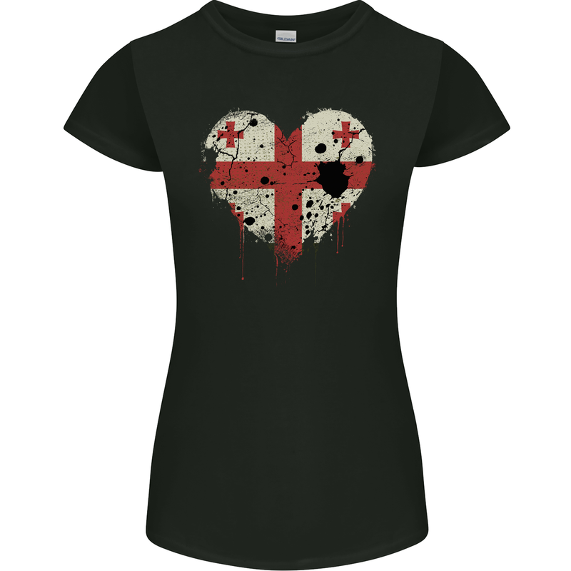 Love Georgia Flag Georgian Day Football Womens Petite Cut T-Shirt Black