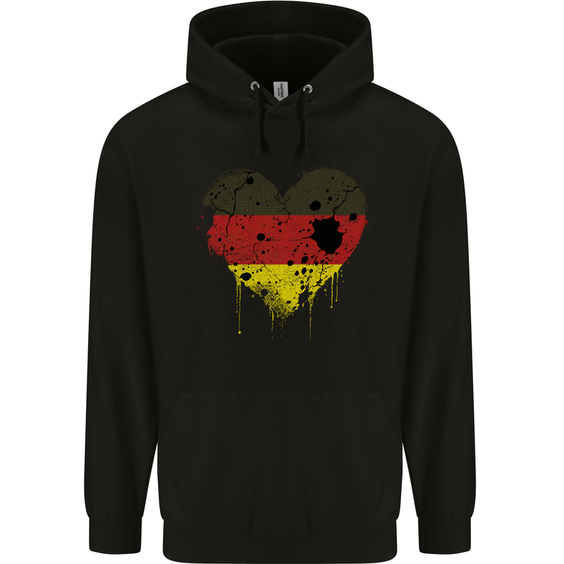 Love Germany Flag German Day Football Childrens Kids Hoodie Black