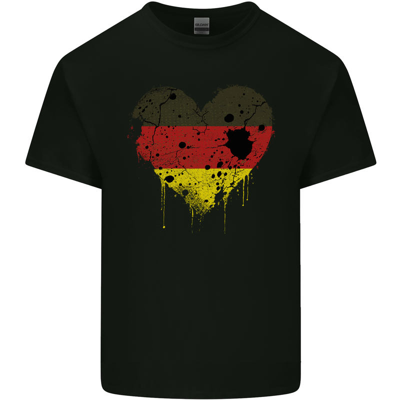 Love Germany Flag German Day Football Mens Cotton T-Shirt Tee Top Black
