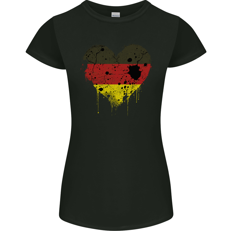 Love Germany Flag German Day Football Womens Petite Cut T-Shirt Black