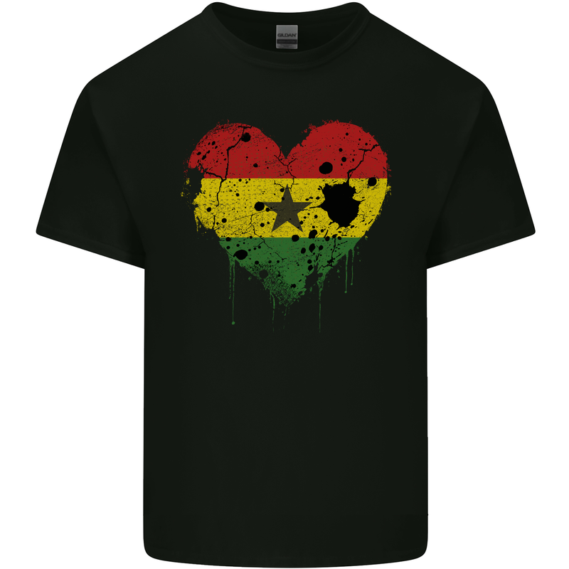 Love Ghana Flag Ghanaian Day Football Mens Cotton T-Shirt Tee Top Black