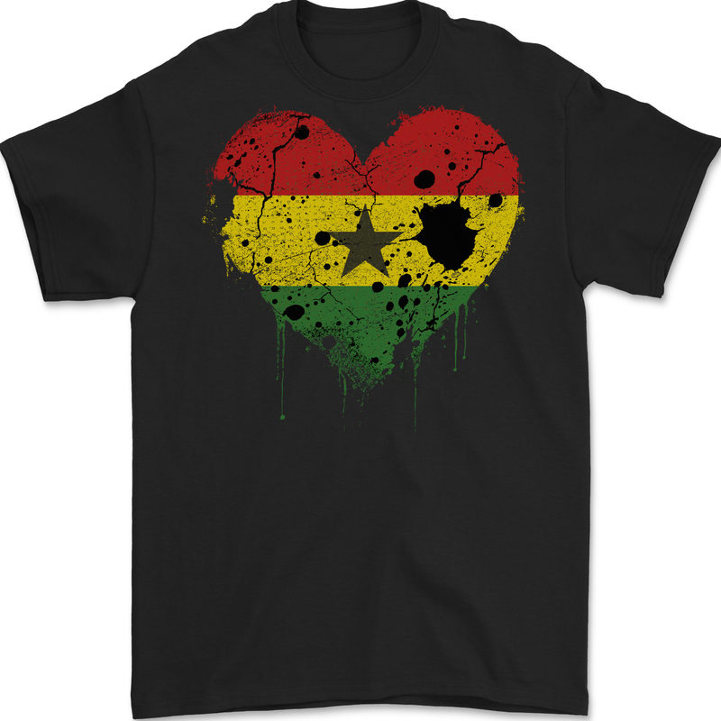 Love Ghana Flag Ghanaian Day Football Mens Gildan Cotton T-Shirt Black