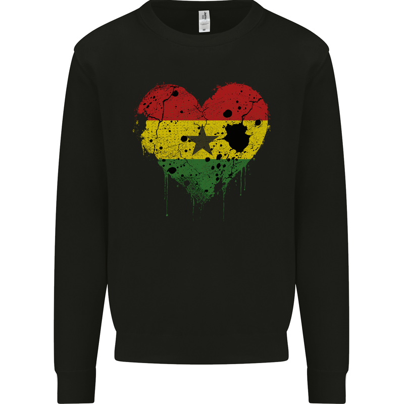 Love Ghana Flag Ghanaian Day Football Mens Sweatshirt Jumper Black