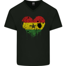 Love Ghana Flag Ghanaian Day Football Mens V-Neck Cotton T-Shirt Black