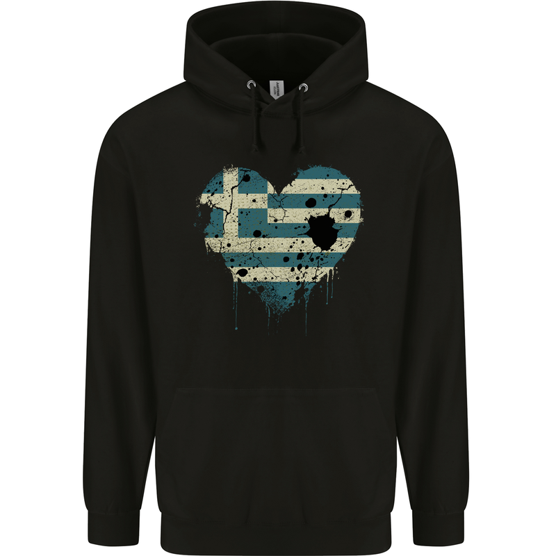 Love Greece Flag Greek Day Football Childrens Kids Hoodie Black