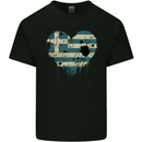 Love Greece Flag Greek Day Football Kids T-Shirt Childrens Black