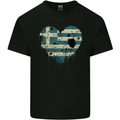 Love Greece Flag Greek Day Football Mens Cotton T-Shirt Tee Top Black