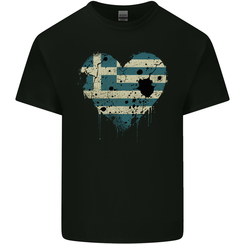 Love Greece Flag Greek Day Football Mens Cotton T-Shirt Tee Top Black
