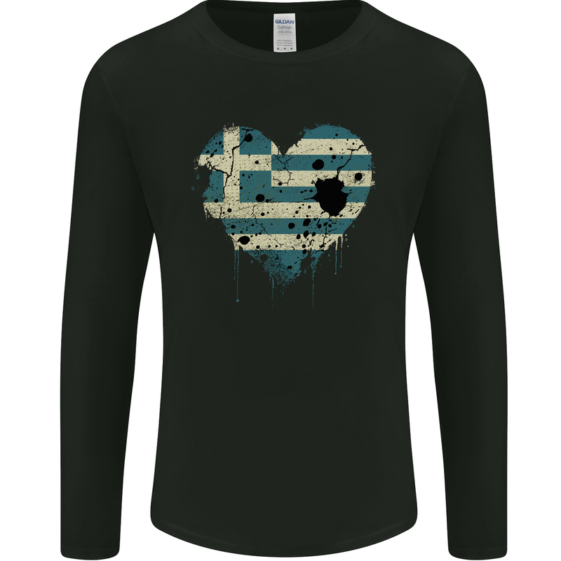 Love Greece Flag Greek Day Football Mens Long Sleeve T-Shirt Black