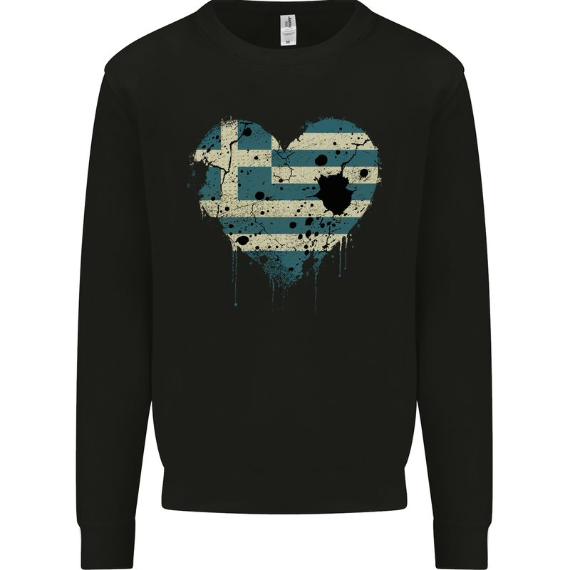 Love Greece Flag Greek Day Football Mens Sweatshirt Jumper Black