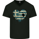 Love Greece Flag Greek Day Football Mens V-Neck Cotton T-Shirt Black