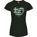 Love Greece Flag Greek Day Football Womens Petite Cut T-Shirt Black