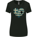 Love Greece Flag Greek Day Football Womens Wider Cut T-Shirt Black