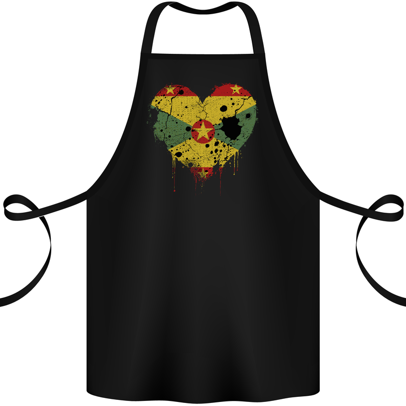 Love Grenada Flag Grenadians Day Football Cotton Apron 100% Organic Black