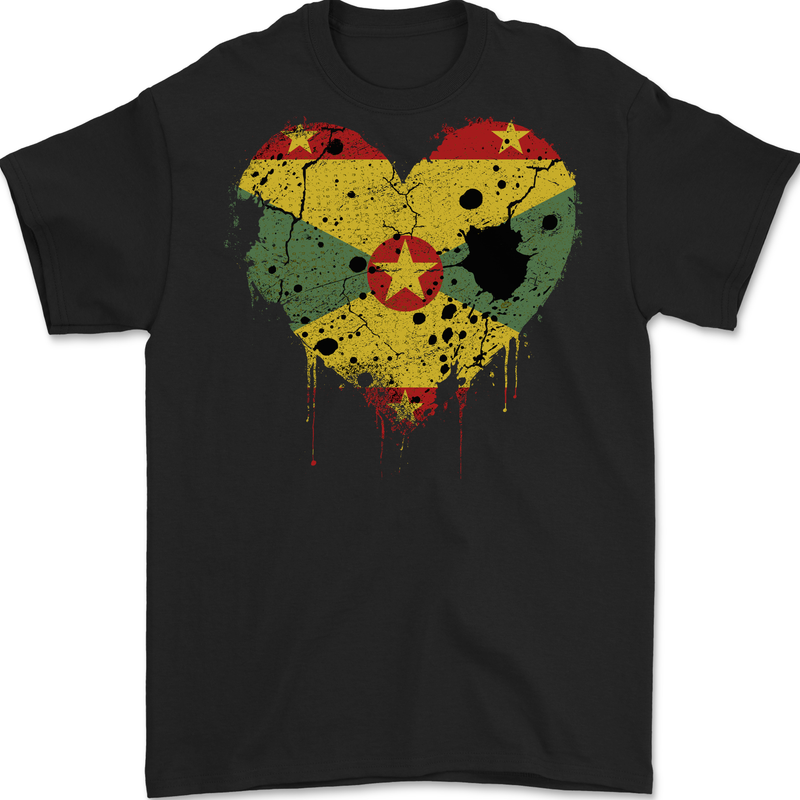 Love Grenada Flag Grenadians Day Football Mens Gildan Cotton T-Shirt Black