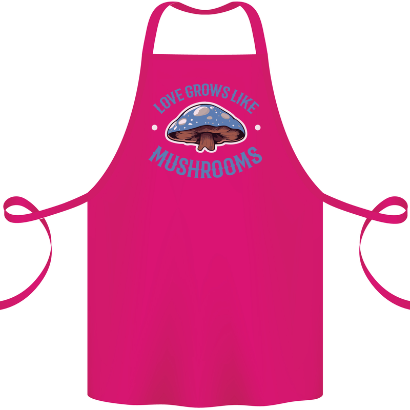 Love Grows Like Mushrooms Foraging Mycology Cotton Apron 100% Organic Pink