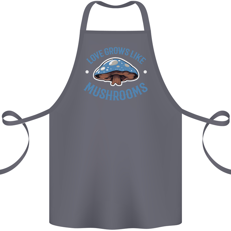 Love Grows Like Mushrooms Foraging Mycology Cotton Apron 100% Organic Steel