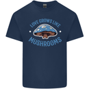 Love Grows Like Mushrooms Foraging Mycology Mens Cotton T-Shirt Tee Top Navy Blue
