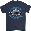 Love Grows Like Mushrooms Foraging Mycology Mens T-Shirt 100% Cotton Navy Blue