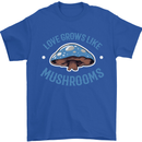 Love Grows Like Mushrooms Foraging Mycology Mens T-Shirt 100% Cotton Royal Blue