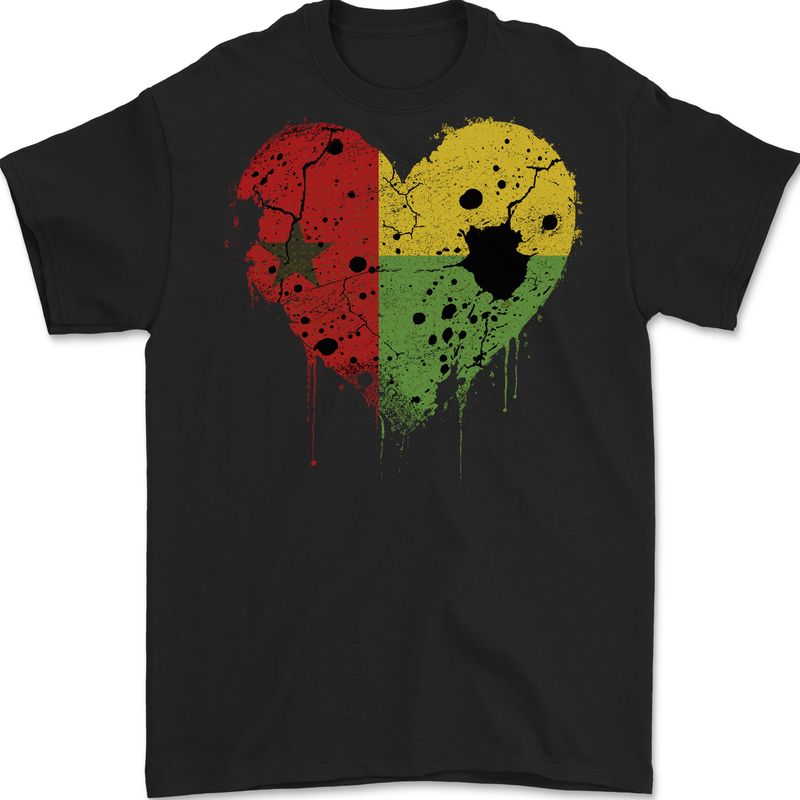 Love Guinea-Bissau Flag Day Football Mens Gildan Cotton T-Shirt Black