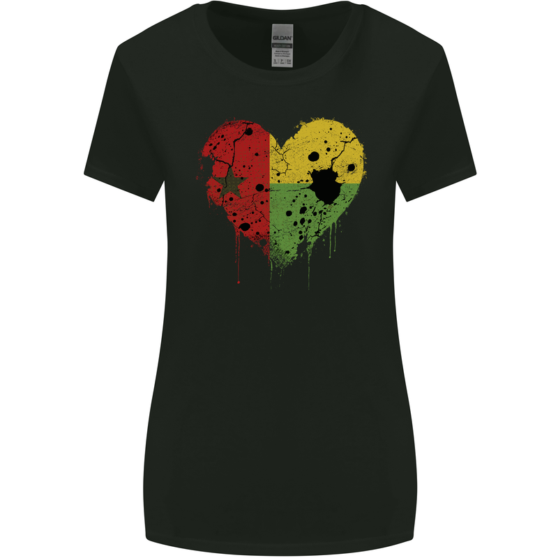 Love Guinea-Bissau Flag Day Football Womens Wider Cut T-Shirt Black