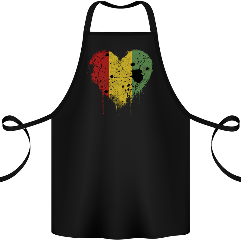 Love Guinea Flag Guinean Day Football Cotton Apron 100% Organic Black