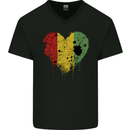 Love Guinea Flag Guinean Day Football Mens V-Neck Cotton T-Shirt Black