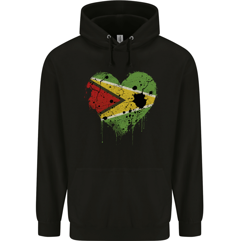 Love Guyana Flag Guyanese Day Football Mens 80% Cotton Hoodie Black