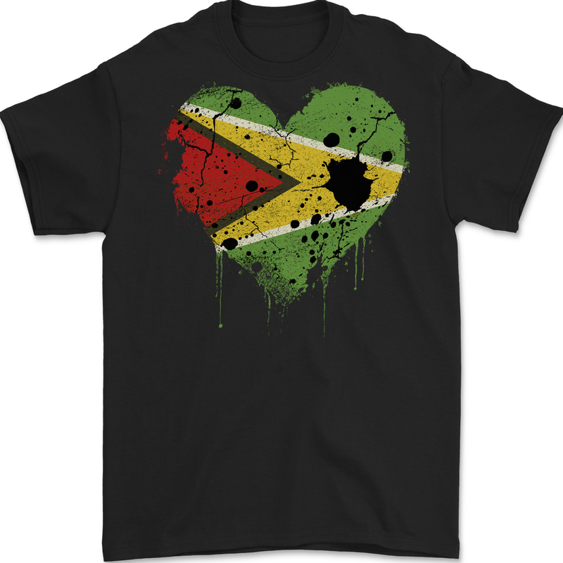 Love Guyana Flag Guyanese Day Football Mens Gildan Cotton T-Shirt Black