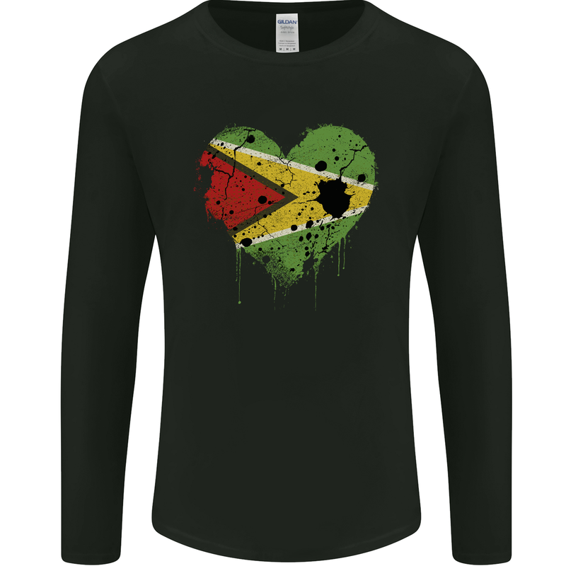 Love Guyana Flag Guyanese Day Football Mens Long Sleeve T-Shirt Black