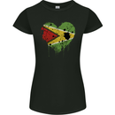 Love Guyana Flag Guyanese Day Football Womens Petite Cut T-Shirt Black