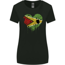 Love Guyana Flag Guyanese Day Football Womens Wider Cut T-Shirt Black